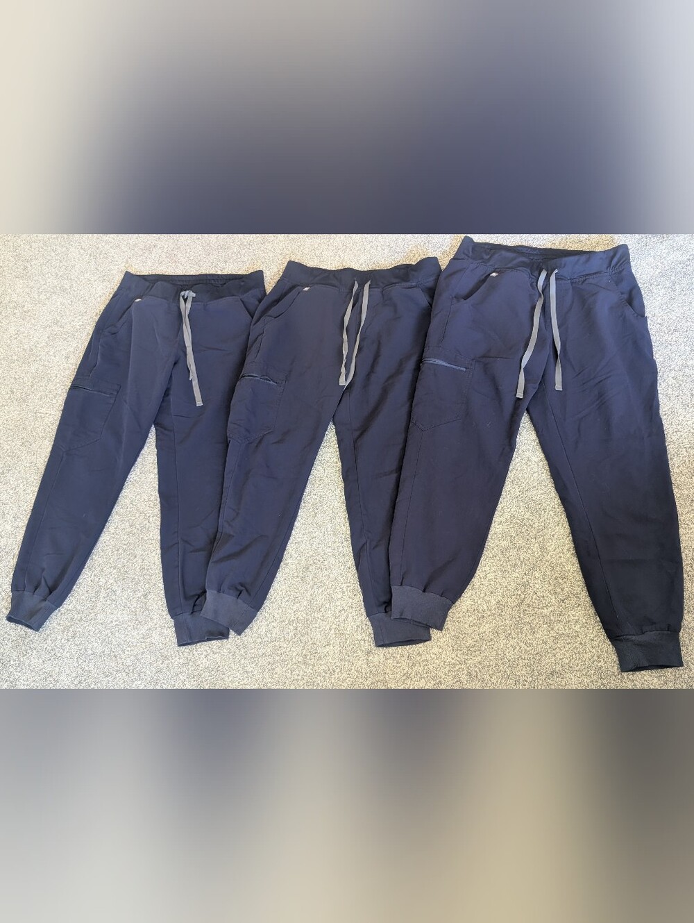 Set of 3 FIGS Zamora Navy Dark Blue Jogger Scrub Pants Women's Medium Petite